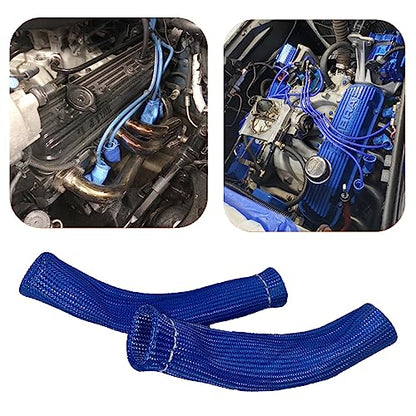 Spark Plug Wire Heat Shield 8PCS Spark Plug Boots Thermal Protection Sleeve 1200 Degree 6 inch Heat Cover Wrap for Car Truck (blue)