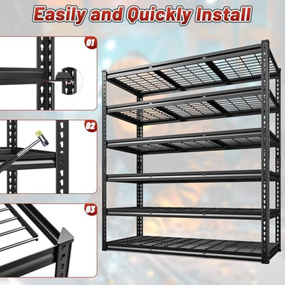 6 Tier Heavy Duty Storage Shelving for Garage Basement Warehouse (48" W X 24" D X 78" H)