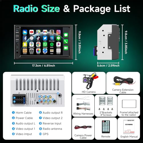 Car Stereo Double Din Radio with Bluetooth Car Audio Receivers (Car MP5 Player(No CarPlay))