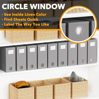 9 Pack Bed Sheet Organizers and Storage (9 pcs / Gray)