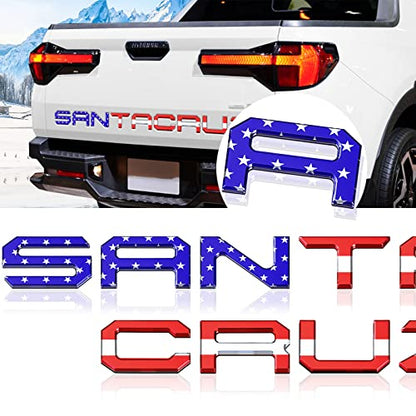 Tailgate Inserts Letters Compatible for 2022 2023 2024 2025 Santa Cruz 3D Raised & Strong Adhesive Decals Letters Rear Emblem Decal Sticker Compatible for Santa Cruz Accessories (American Flag)