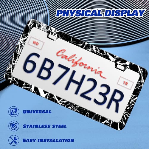 Branches Trunks Camo License Plate Frame Stainless Steel 6x12 Inch 2 (Black White Camouflage)