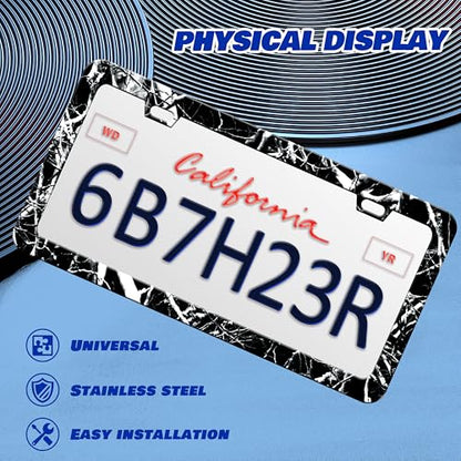 Branches Trunks Camo License Plate Frame Stainless Steel 6x12 Inch 2 (Black White Camouflage)