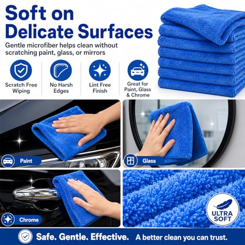 30 Pcs 16 x 16 Inch Microfiber Car Towels (Dark Blue / 16 x 16 Inch)