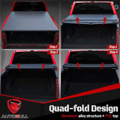 Soft Quad Fold tonneau Cover Compatible with 2022 (6’7“ / 2022-2026 Soft Folding)