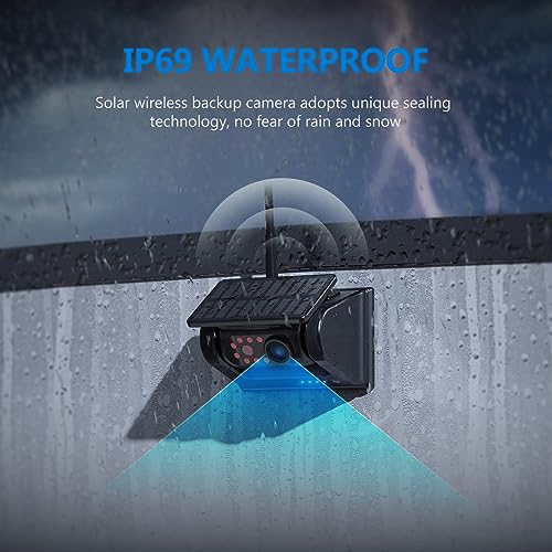 2 Magnetic Solar Wireless Backup Camera with 7" 1080P IPS DVR Monitor (7 inch - 2 cameras)