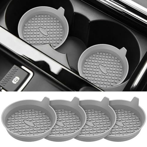 Car Cup Holder Coasters [4 Pack] Silicone Cups Mats (4 Pack-light Grey)