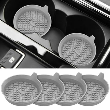 Car Cup Holder Coasters [4 Pack] Silicone Cups Mats (4 Pack-light Grey)