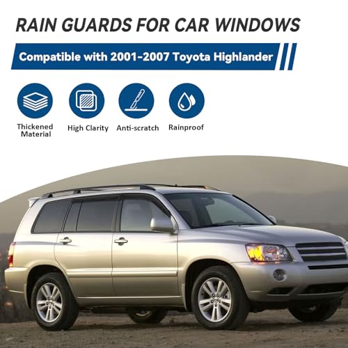 4pcs Window Visors Rain Guards for 2001 (2001-2007 Highlander)