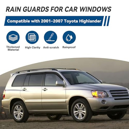 4pcs Window Visors Rain Guards for 2001 (2001-2007 Highlander)