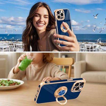 Designed for iPhone 15 Pro Max Case with Ring Stand Slim Blue (Blue / 6.7'' iPhone 15 Pro Max)