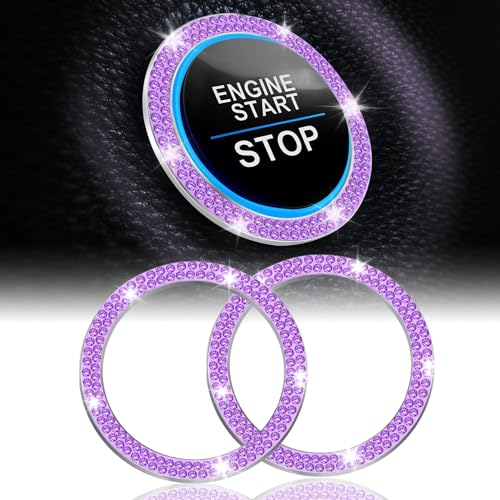 2 PCS Crystal Double Rhinestone Car Engine Start Stop Decoration Ring (Double Purple)