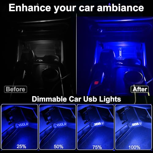 2PCS USB Light for Car (Blue)