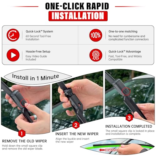 3 Pack Windshield Wiper Blades Replacement for Jeep Renegade 2015 (22"+20"+11")