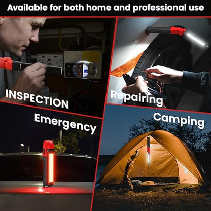 Rechargeable Work Light 2200mAh Magnetic LED Work Light Flashlight Mechanic Light Tool for Men Him (350 Lumens - 4Pcs)