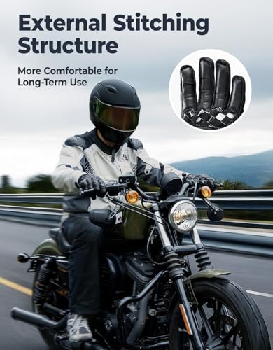 Motorcycle Leather Gloves (Black / X-Large)