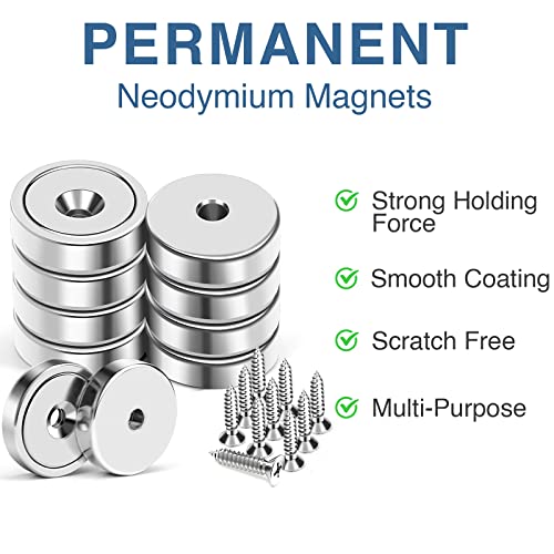 10 Pack Strong Neodymium Cup Magnets 70Lbs+ Holding Force
