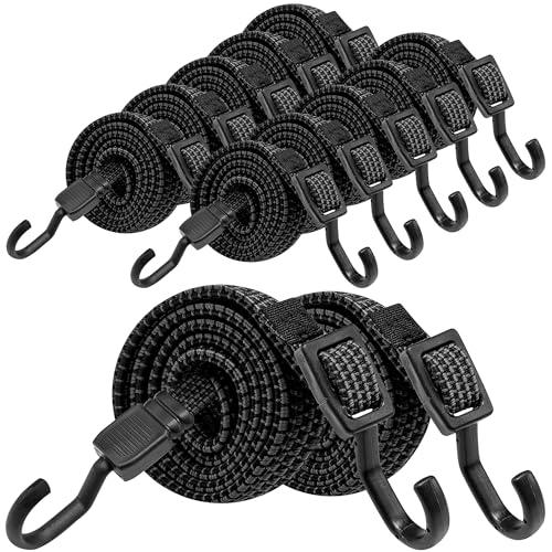 Bungee Cords with Hooks (40 Inch / 12pcs Black)