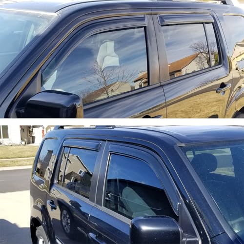 Window Visors Rain Guards Smoke Color for 2009 (For 2009-2015 Pilot)