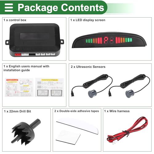 Universal Car Auto Vehicle Reverse Backup Radar System Reverse Parking Sensors Alarm Buzzer Reminder Distance Detection Gray 2 Pcs Parking Sensors (Gray)