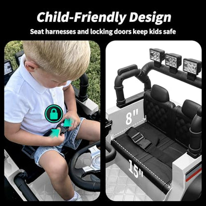 12V Kids Ride on Car Truck (White)