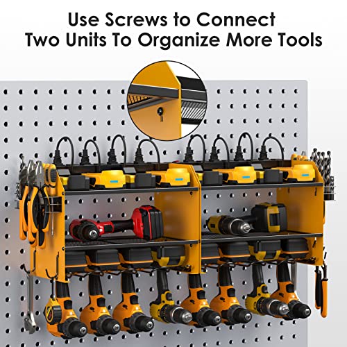 Modular Power Tool Organizer Wall Mount Charging Station (Yellow / 6FT Cord)