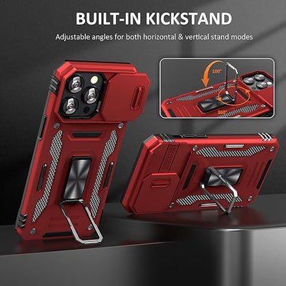 Red Phone Case for iPhone 15 Pro Case with Slide Camera Cover (★ iPhone 15 Pro 【6.1 inches】 / Red)