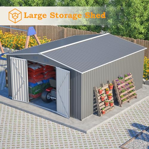 Outdoor Storage Shed (12x14 Ft-with window / Gray)