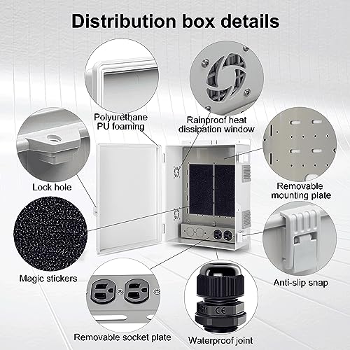 Outdoor Electrical Junction Box with High Power Outlet (16"H x 12"L x 5.9"W & Outlet)