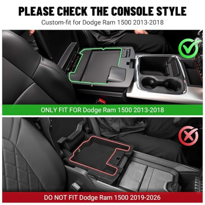 Lower Center Console Organizer Fit for Dodge Ram 1500 2009 (Fit for Dodge RAM 2013-2018 B)