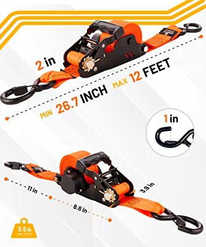 2PCs Retractable Ratchet Tie (Orange)