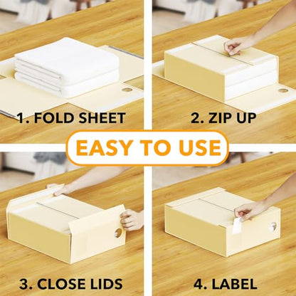 9 Pack Bed Sheet Organizers and Storage (9 pcs / Beige)