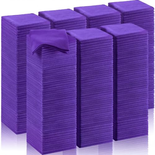 200 Pcs Microfiber Cleaning Cloth 16x16 Inch Microfiber Towels for Car Ultra Absorbent Cleaning Rags Reusable Lint Free Streak Free Detailing Towel for Car Washing Drying Dusting (Purple)