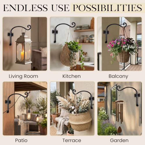 Plant Hangers Outdoor or Indoor Heavy Duty Wall Bracket Hooks (12 Inch / Axe Hooks)