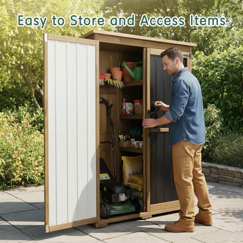Outdoor Storage Shed with Adjustable Shelf (Brown / 46"x18.2"x68")