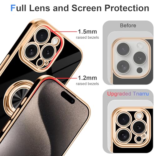 Designed for iPhone 15 Pro Case with Ring Stand Slim Black (Black / 6.1'' iPhone 15 Pro)