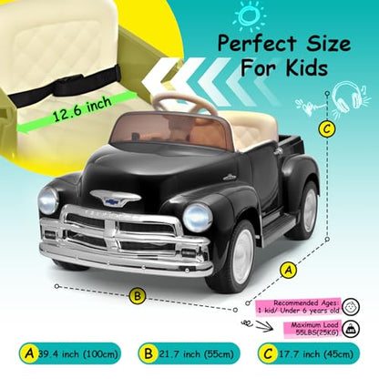 12V Kids Ride on Car Licensed Chevrolet 3100 (12v Black)