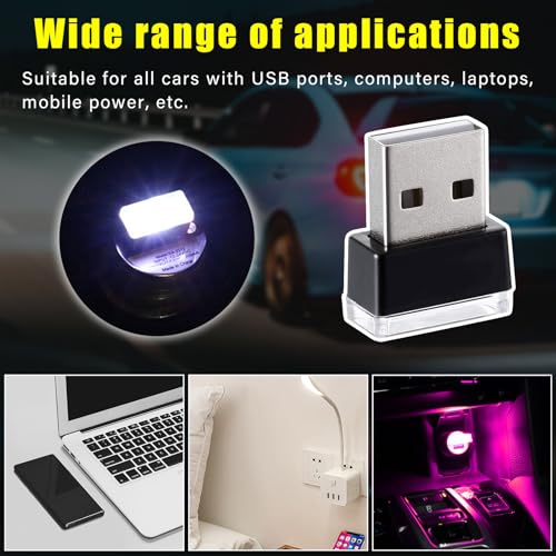 4 PCS USB LED Car Interior Atmosphere Lamp (White & Purple)