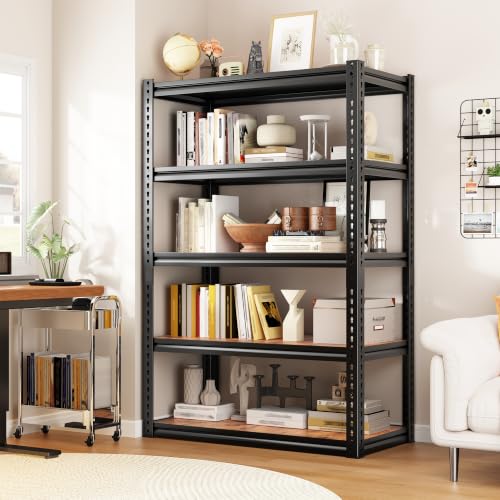 Storage Shelves Whith Thickened MDF Wood for House Pantry Organizer (R2-33.9"Wx15.4"Dx65.8"H,Black)