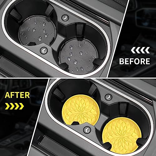 Car Coasters for Cup Holders [4 Pack] (4 Pack-yellow)