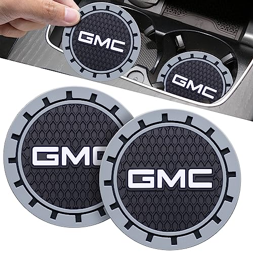 Car Cup Holder Coaster for GMC Sierra Denali Canyon Terrain Yukon Jimmy Acadia Recessed Silicone Cupholder Coaster Interior Accessories 2.75IN 2Pack 04 (Gray-07)
