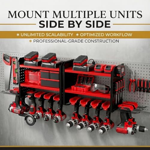 Power Tool Organizer Wall Mount (6 Drill Holder / Red)