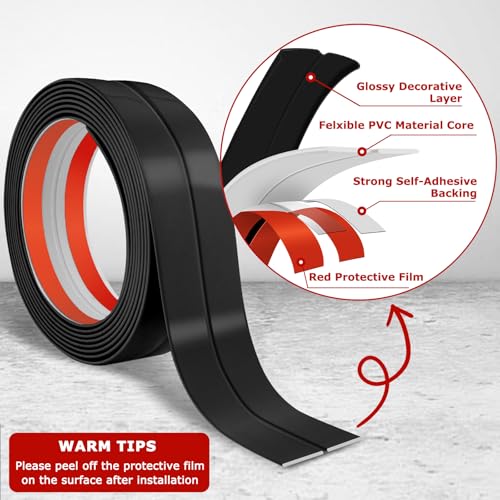 Wall Corner Protector Peel and Stick Corner Trim Molding (1.6 In x 40 Ft / Black)