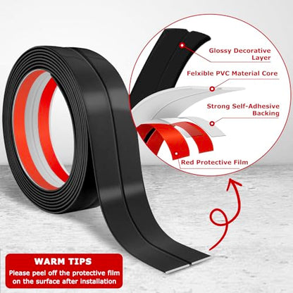 Wall Corner Protector Peel and Stick Corner Trim Molding (1.6 In x 40 Ft / Black)