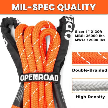Kinetic Recovery Tow Rope (Orange / 1"x30ft)
