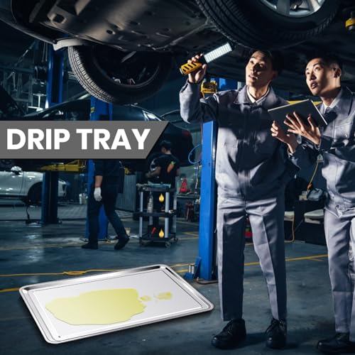 2 Pcs Under Car Oil Pans for Changing Oil (23.5 x 15.6 Inch)