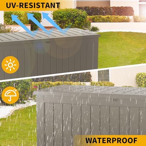 270 Gallon Outdoor Storage Box Patio Deck Box Waterproof (Grey / 270 Gallon)