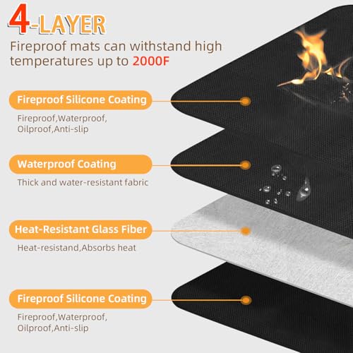 Under Grill Mat for Outdoor Grilling (Rectangular/Black / 48"L x 32"W)