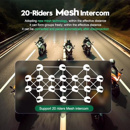 Motorcycle Bluetooth intercom MS20 2000m Helmet Intercom (2 pack)