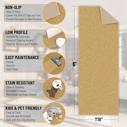 2x6 Runner Rugs for Hallway (Solid Beige)